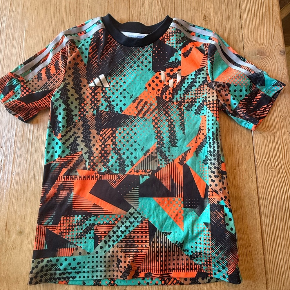 Adidas Black and Green Patterned Shirt